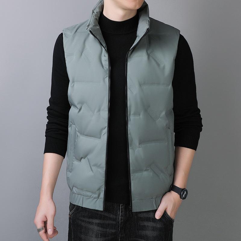 Down Vest Men's Autumn and Winter Plus Collar White Duck Down Warm Casual Jacket