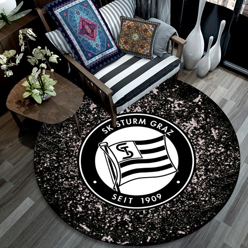 Sportklub Sturm Graz Round Area Rug,Carpet Rug for Living Room Bedroom Sofa Playroom Decor,Non-slip Floor Mat