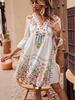 2026 Women's Summer V-neck Lace Patchwork Casual Printed Dress