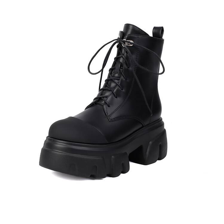 Round Head Lace-up  Shoes Autumn New Thick-soled Muffin Martin Boots Short Boots Retro Boots