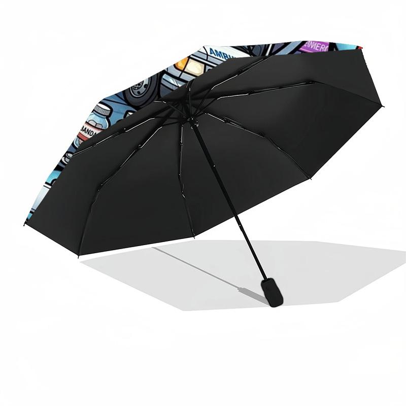 Emergency Medical Services pattern umbrella, portable and foldable design, 8 ribs, a casual accessory for Halloween, Christmas, and birthday gifts.