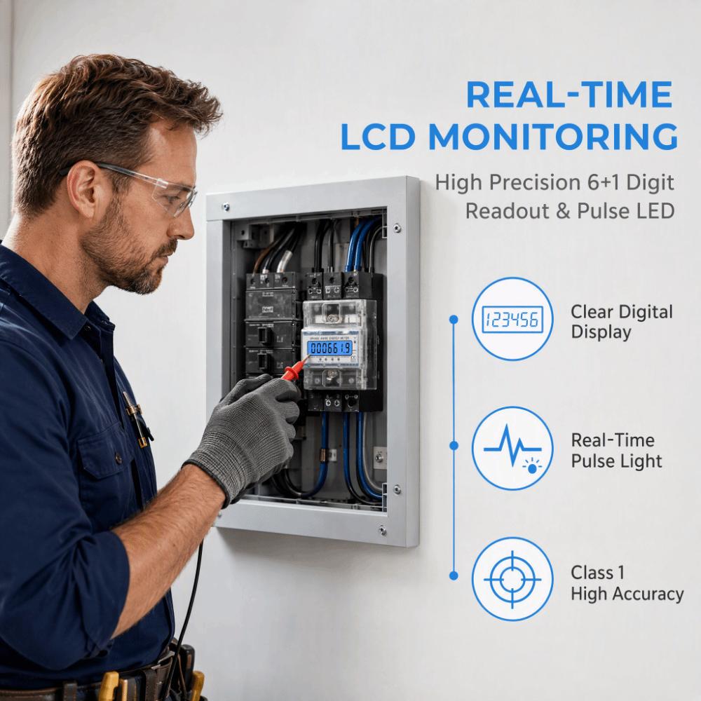 3 Phase 4 Wire Three Phase Energy Meter Electric Kilowatt Hour Meter  Commercial Building