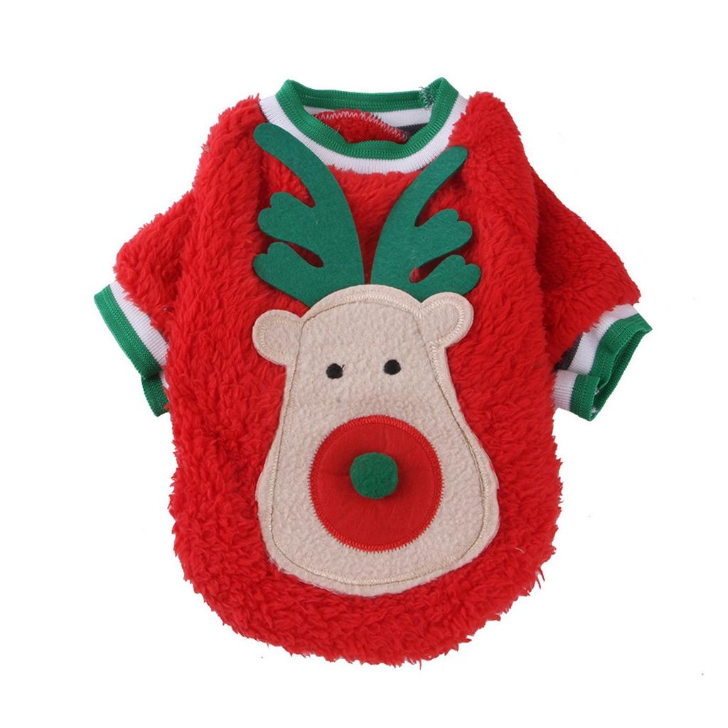 Christmas Dog Costume Xmas Pet Clothes Dog Elk Clothes Dog Coral Fleece