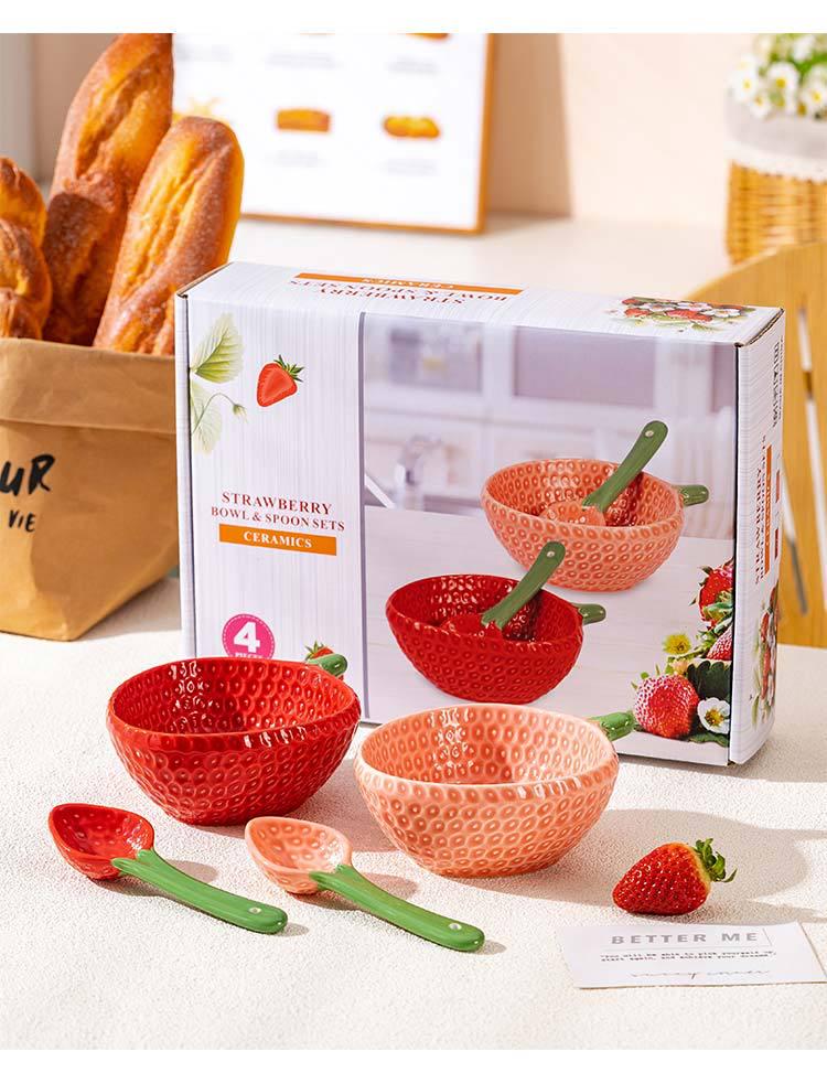 Chinese Style Ceramic Bowl Set: High-Foot, Large Capacity for Rice, Soup, Fruit; Includes Children's Bowl and Spoon