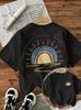 Vibrant Sun Rainbow Design 100% Cotton T-Shirts Female Funny T Shirts Egirl Korean Fashion Graphic Tees Tops Women Clothing