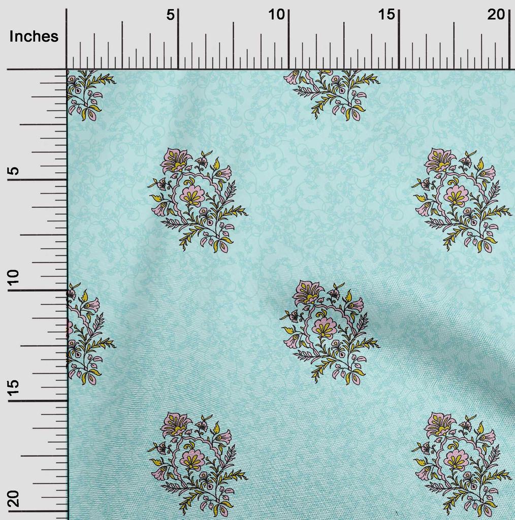 oneOone Cotton Flex Light Gray Fabric Leaves & Floral Block Dress Material Fabric Print Fabric By The Yard 40 Inch