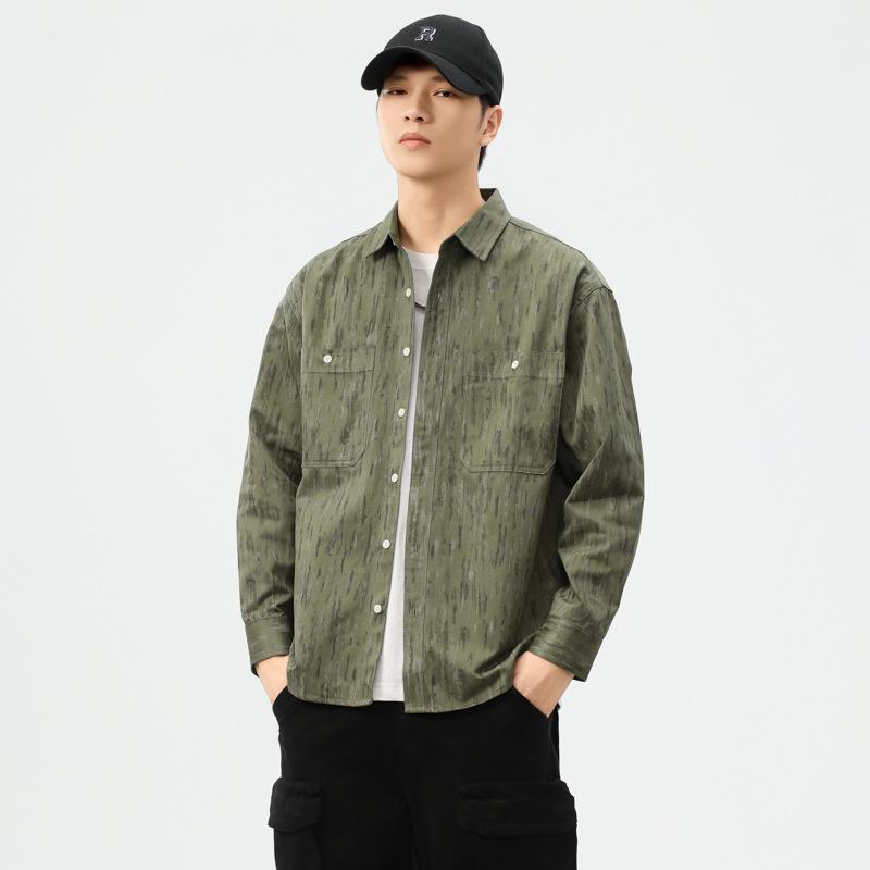 

Новая американская ретро свободная повседневная мужская рубашка с принтом в вертикальную полоску, куртка с длинными рукавами 4XL