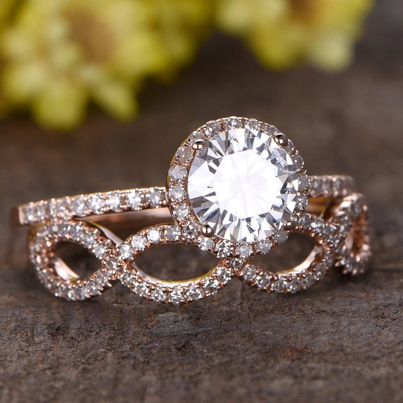 Buy Sparkly Lavish Round Cut Crystal Jewelry Ring Set for Women Banquet