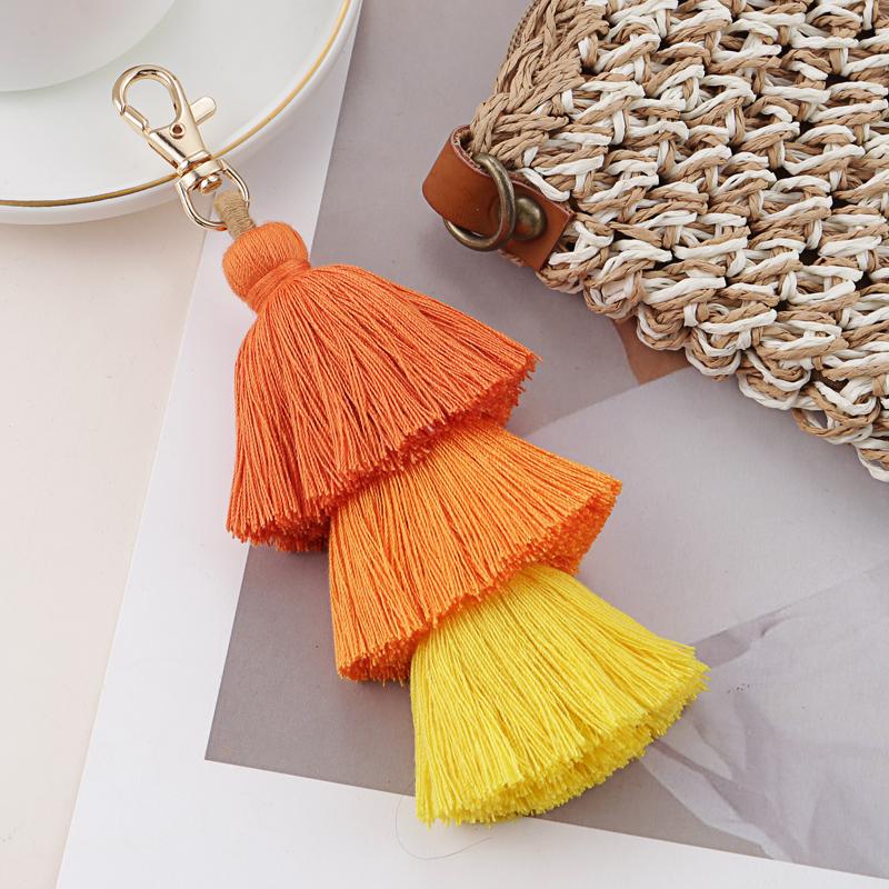 Bohemian Multicolor Handmade Layered Tassel Keychain Simple Key Ring Fit Handbag Accessorie Jewelry Gift