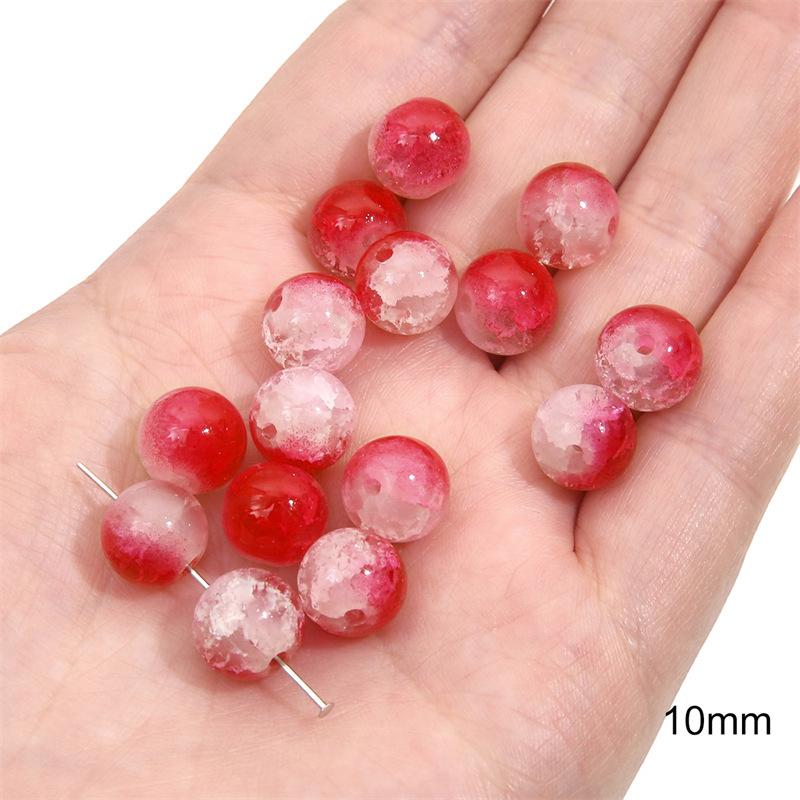 Glass Red Transparent Solid Color Round Beads Crystal Beads Wheel Beads Bamboo Beads Handmade String Bracelet Necklace Jewelry Lovely Colour