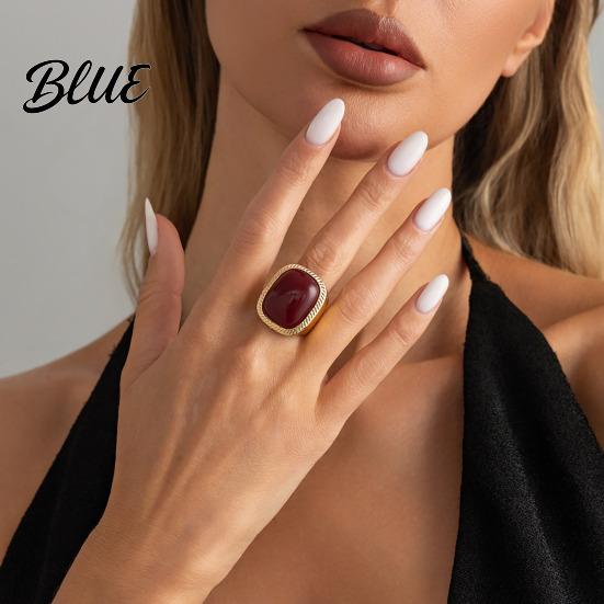 Vintage Style Ring/Earrings Women Ring/Earrings with Large Square Stone Retro