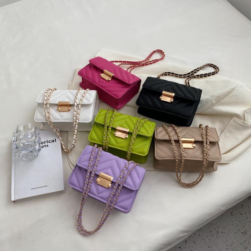 Tasche Damenmode Umhängetasche Internet-Berühmtheit beliebt super heiß Bonbonfarbe Kette kleine quadratische Tasche Nische gestreifte Umhängetasche Trend