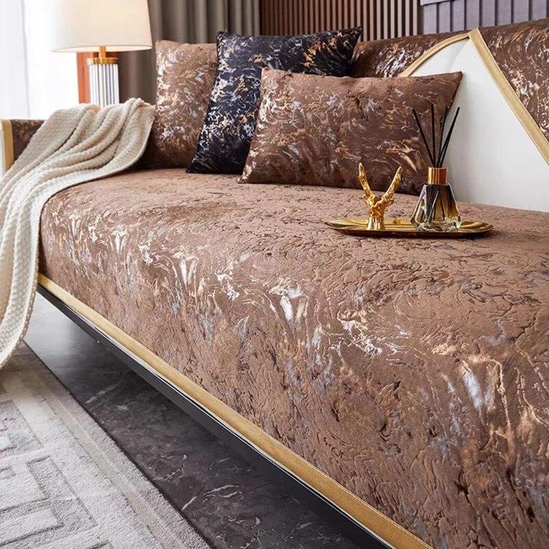 Luxury Velvet Sofa Cover Universal Anti Slip Couch Cover Abstract Lines Four Seasons Sofa Towel Cover Cloth 70x70cm 1pcs