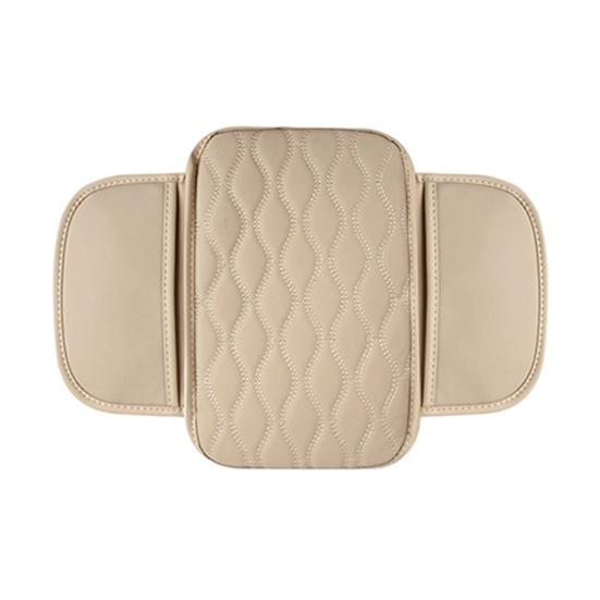 Car Armrest Cushion Center Console Protector Pad with Storage Pocket Faux Leather Heightening Armrest Pillow for Most Cars