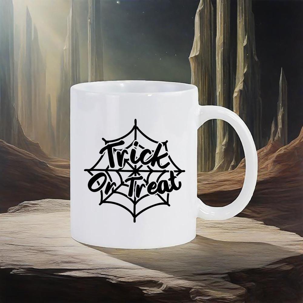 Happy Halloween Ceramic Mug Black Bat Water Cup Witch Spooky Coffee Mug Trick or Treat Party Mugs Original Coffee Cups Drinkware