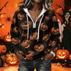 Women's Halloween Print Long Sleeve Hoodie Pullover Sweatshirt