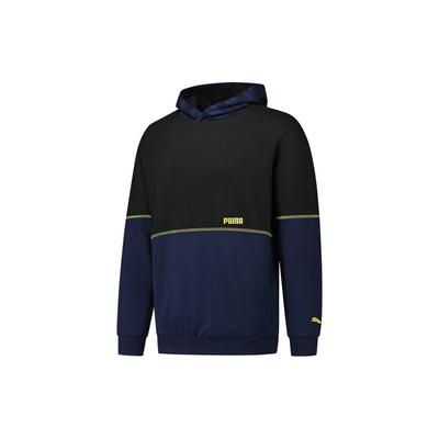 Felpa con Cappuccio a Blocchi di Colore a Contrasto Uomo Top Nero 531309-01