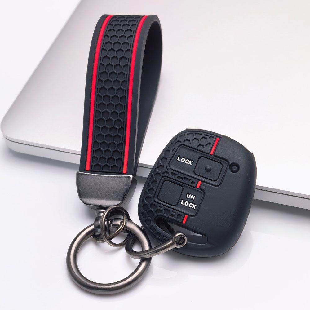 2 Button Silicone Key Fob Cover with keychain for Toyota Camry Prado FJ Cruiser Previa RAV4 Echo HiAce, Fits Toyota Camry Cruiser RAV4 чёрный