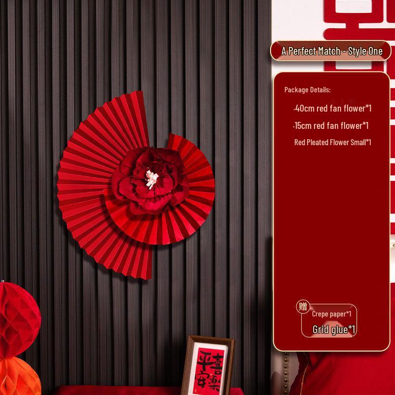 Wedding Room Decoration Set: Paper Fan Flowers for Living Room, Bedroom, and New House Background Walls