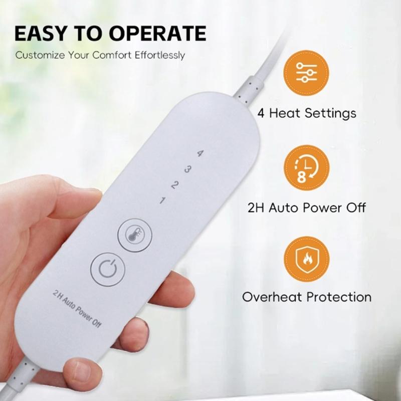 Flannel Electric Heated Blanket Detachable Cover Quick Heating Pad For Back Neck Leg Safe Automatic Overheat Protections