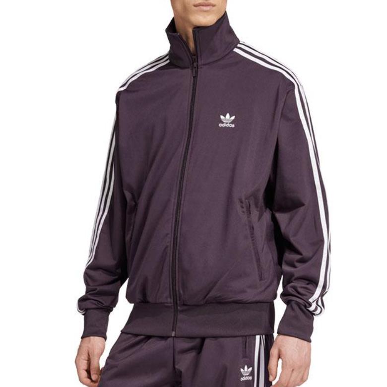 Adidas Originals Striped Retro Sports Stand Collar Zipper Straight Long Sleeve Jacket Men Jacket Purple IZ2416