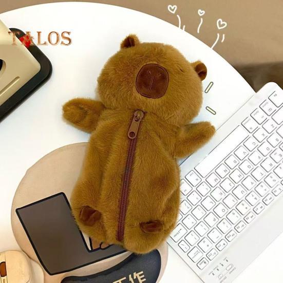 Federmäppchen in Capybara-Form, großes Fassungsvermögen, Reißverschluss, Plüsch-Federmäppchen, für Kinder, Freunde, Klassenkameraden, multifunktionale Tasche