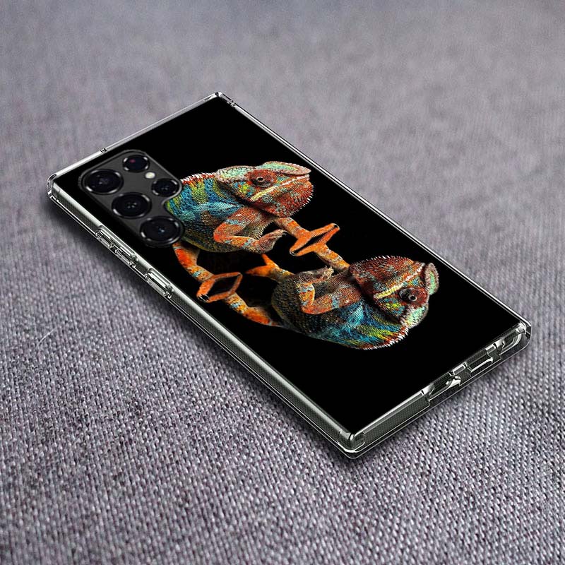Chameleon Funny Wildlife Phone Case For Samsung Galaxy S24 S23 S21 S20 FE S22 S26 Ultra S25 Edge S10 Plus Cover Clear TPU Capa S