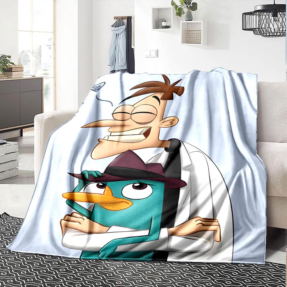 1pc Phineas and Ferb4 Blanket, Gift, for Men and Women, Soft Blanket, Good for Sofa Bed Couch Travel, Lightweight Flannel Blanket