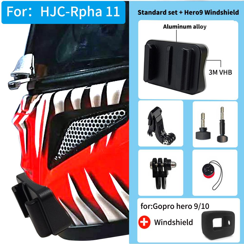 TUYU Niestandardowy HJC-Rpha 11 Aluminiowy Mocowanie na Podbródek Kasku CNC do GoPro 10 Insta360 X2 R DJI Akcesoria do Kasków Motocyklowych black