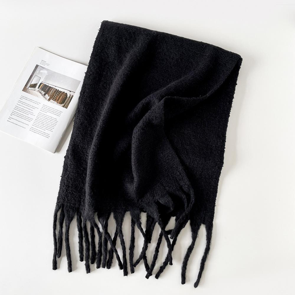 Solid color scarf Warm women s winter high-end loop yarn scarf Autumn and winter Korean versatile scarf Shawl women 224*45cm