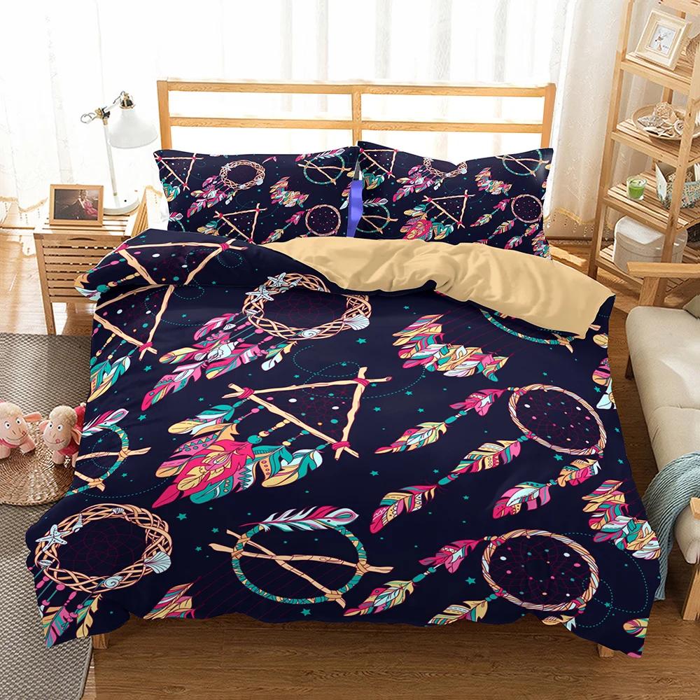 Western 3 Pcs Soft Duvet Cover Sets Bohemian Beding 28x28 Egyptian Hot Boho Bedrom Bedclothes Single Double Bed Linen Set Pilowcase