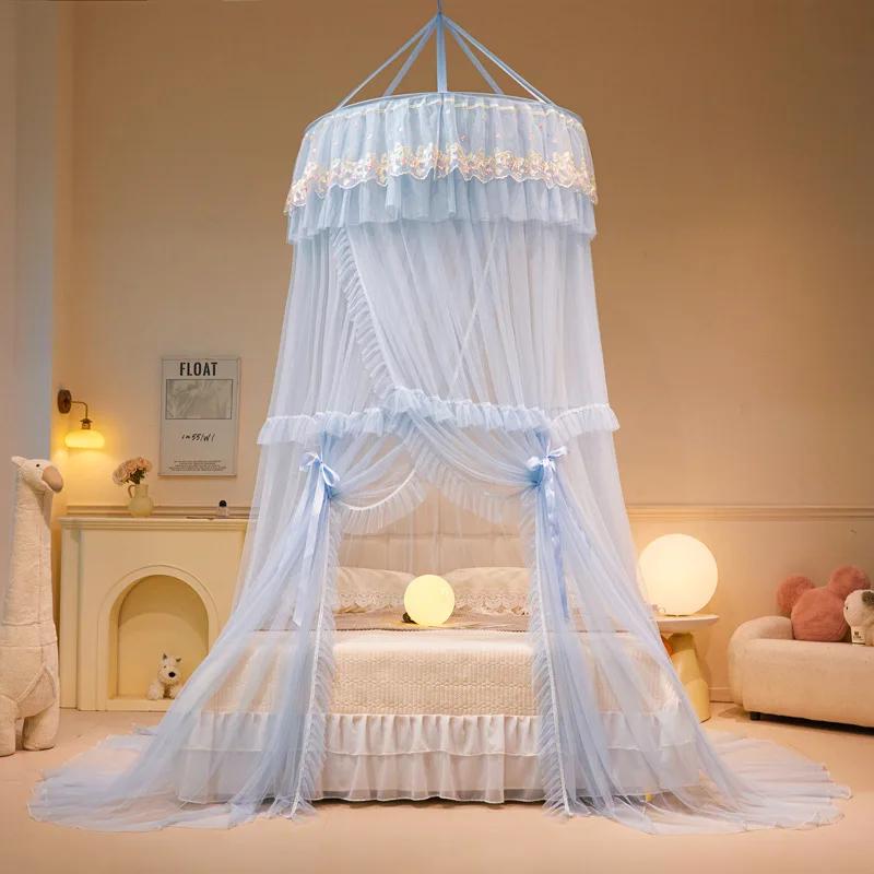 

Hot Sale 2025 new hanging dome princess mosquito net installation-free bed mantle European floor mosquito net without bracket Single mosquito net