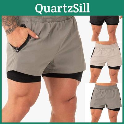 Pantaloni Scurți Sportivi de Antrenament pentru Bărbați cu Plasă Respirabilă și Buzunare cu Fermoar