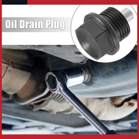 Universal M18x1.5 Car Magnetic Oil Drain Plug Bolt with 3 Gasket Black Pack of 1