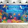 Under The Sea Ocean Animal Birthday Banner – Dolphin & Shark Decor, Perfect For Kids' Party & Baby Shower Background-Tapestry