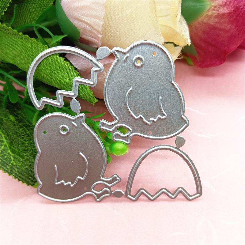 Two Chicks Coming Out of Their Shells Metal Cutting Dies DIY Scrapbooking Embossing Stencil Paper Craft Album Template