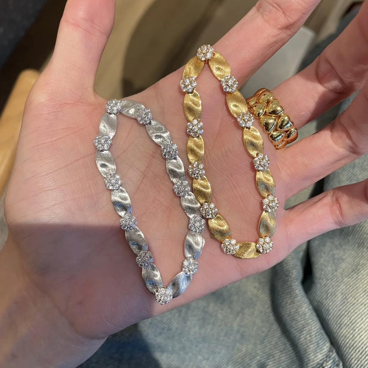 Handmade Brushed Gold Water Ripple Bracelet With Ribbon Women S Retro Satin Diamond Bracelet