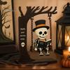 Spooky Halloween Party Supplies Funny Swing Ornament, Witch/Skeleton/Mummy/Pumpkin Ghost Sitting on Indoor Outdoor Decorations Reading Book