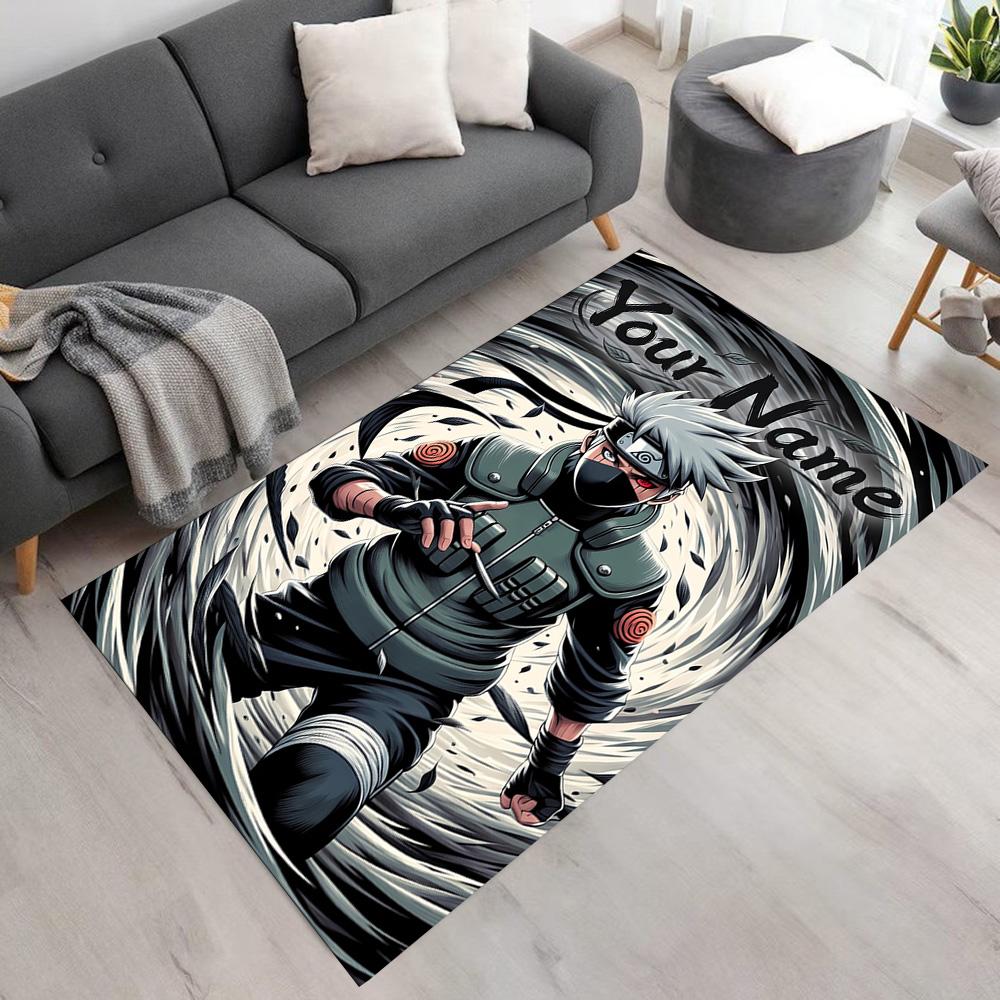 Naruto Character Customize Your Name Floor Mat Suitable for Kitchen Game Room Foyer Entryway Anti-slip Rug Anime Office Decor
