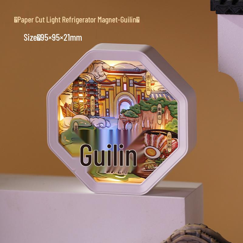 Guochao Paper Sculpture Fridge Magnet Souvenirs for Tourist Attractions