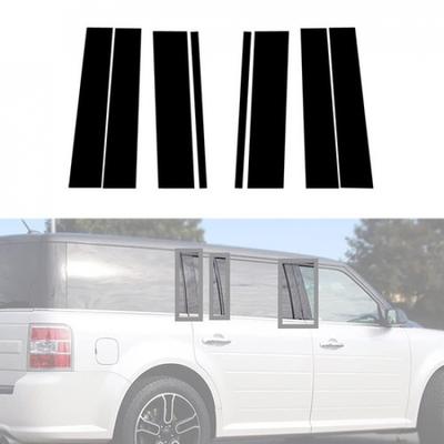 8Pcs Black Side Door Window Pillar Post Cover Trim Decal For Ford Flex 2009-