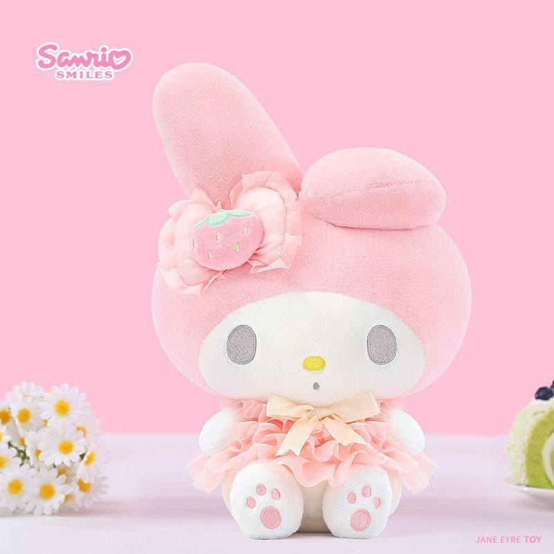 Sanrio Licensed Hello Kitty My Melody Plush Doll Cute Bow Lace Skirt Stuffed Toy Soft Fluffy Cartoon Valentine Gift For Girl Fan