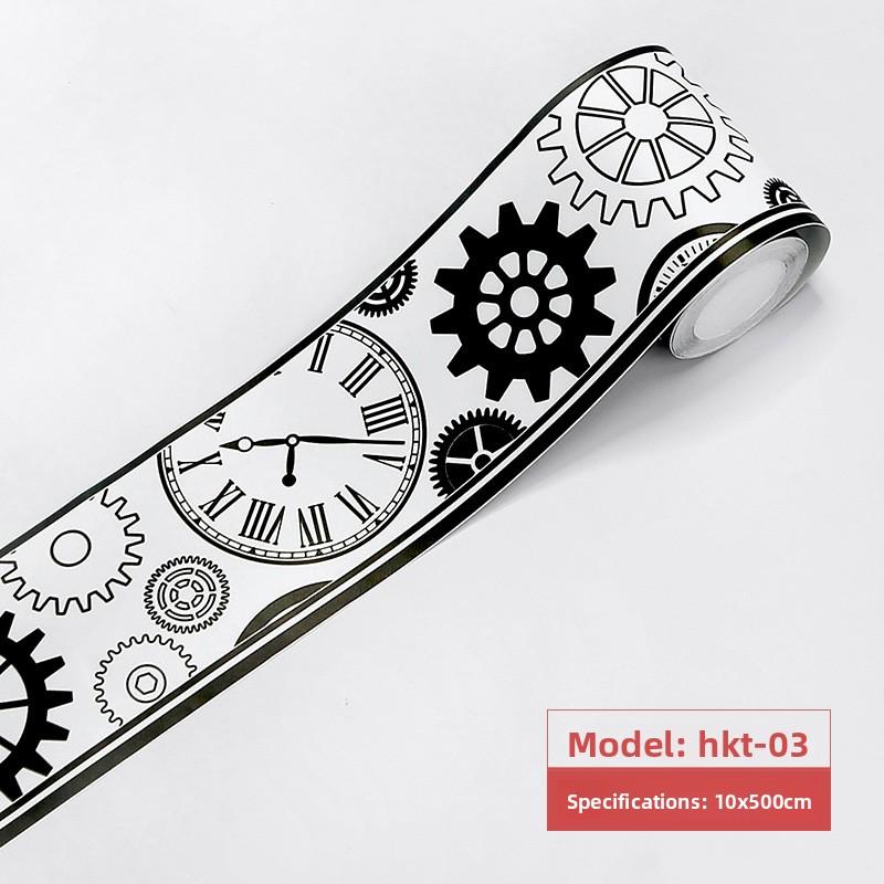 Bathroom Waist Line Sticker Self-adhesive Waterproof Living Room Bedroom Kitchen Skirting Line Tile Sticker Pvc Wallpaper Decorative Wall Sticker