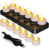 Rechargeable Tea Lights Candles 12pcs Flameless Flickering Candles with Remote Control Timer & Charging Base, Decoration