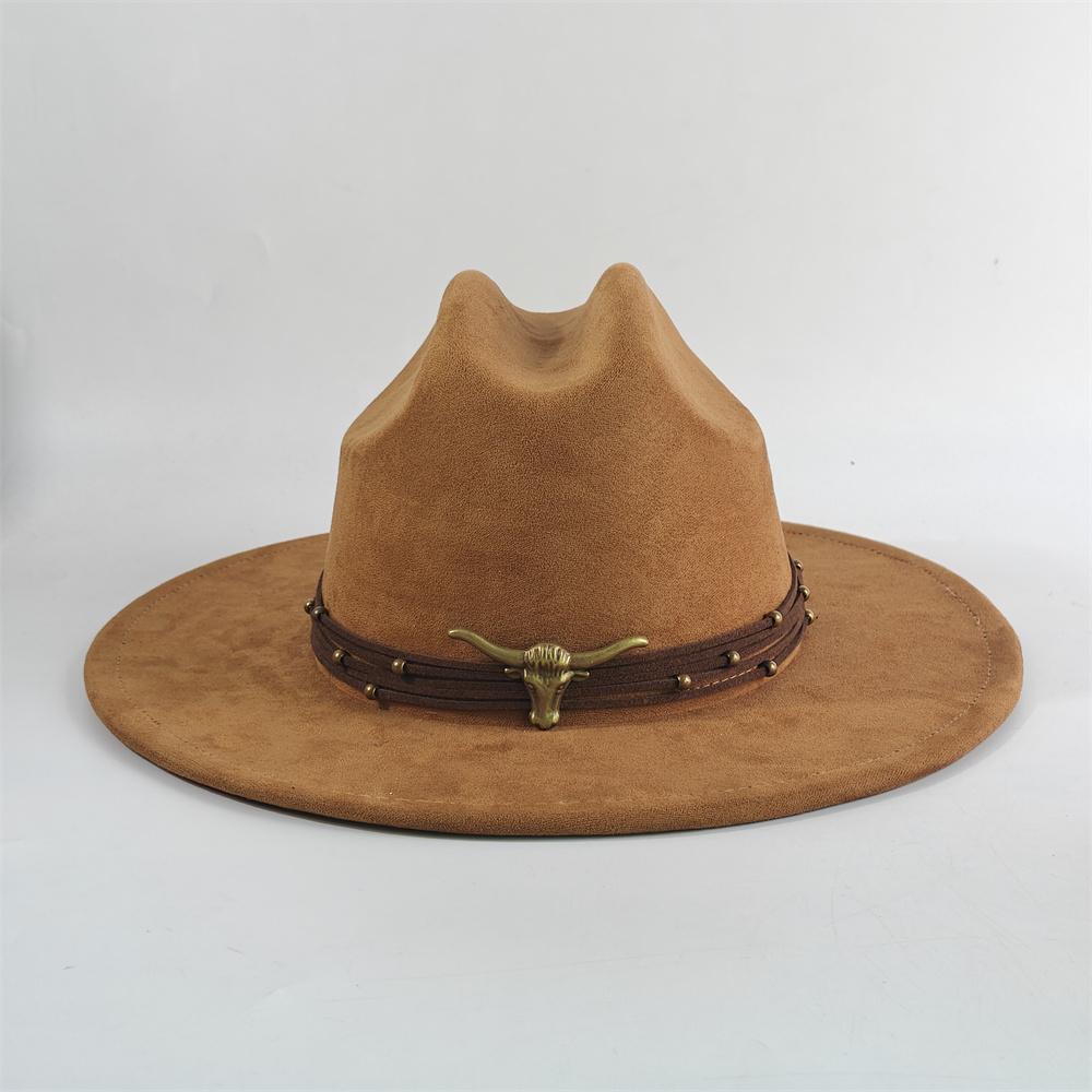 Artificial Suede Fedora Hats Vintage Winter Autumn Wide Brim Gentleman Cowboy Hat Holidays Party Cosplay Hat Sombrero Cap