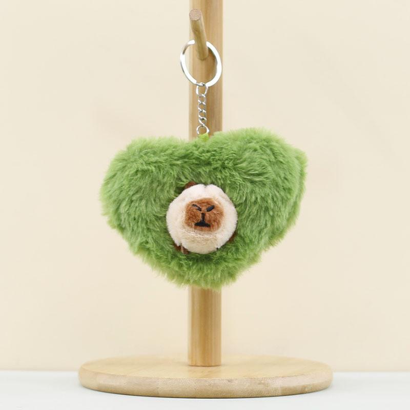Cute Capybara Plushie Keychain Green And White Soft Short Plush Toy