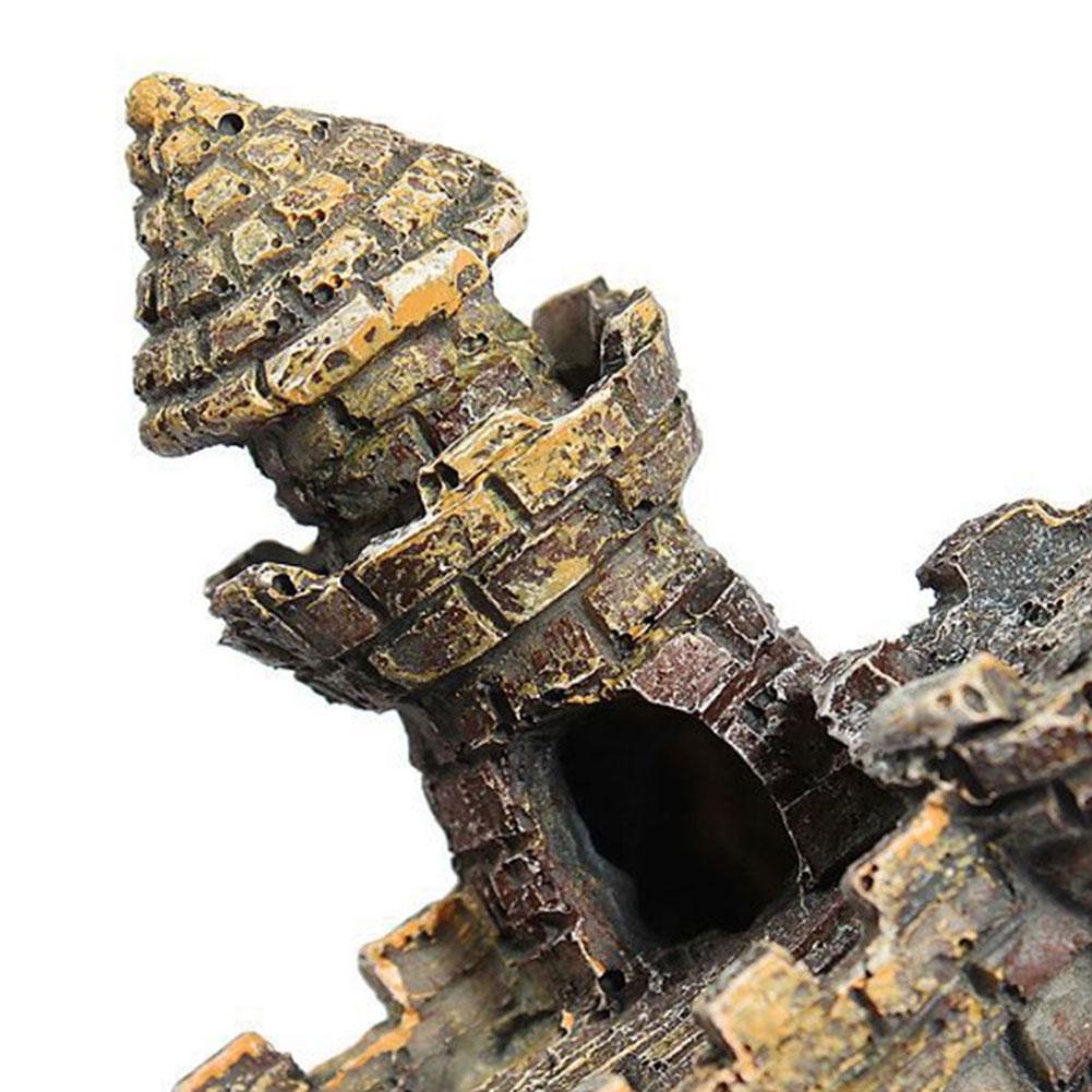Artificial World of Tanks Stone-island Resin Castle Aquarium Landscape Ornament Aquarium Decor For The Fish Tank Retro Statues