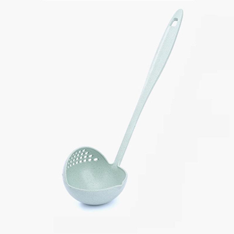Wheat Straw Soup Spoon Long Handle Plastic Colander Filter Mesh Tableware Pot Scoop Home Kitchen
