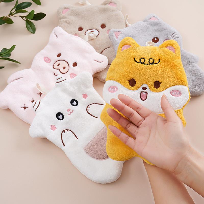 New Arrival Adorable Cartoon Hand Towel Coral Fleece Hanging Handkerchief With Embroidery Ideal For Southeast Asian Kitchens