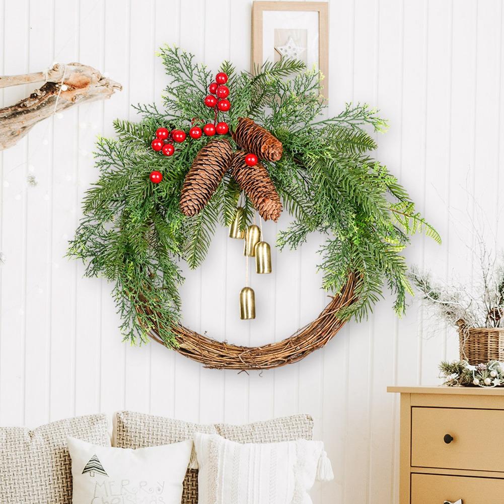 Buy Farmhouse Christmas Wreaths for Front Door, 15.7 Inch Rattan